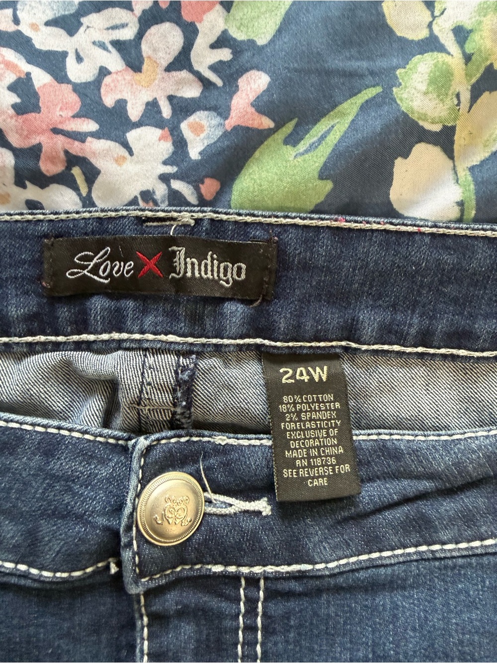 Love Indigo Dark Blue Denim Jeans Shorts Plus Size 24W - Picture 5 of 6